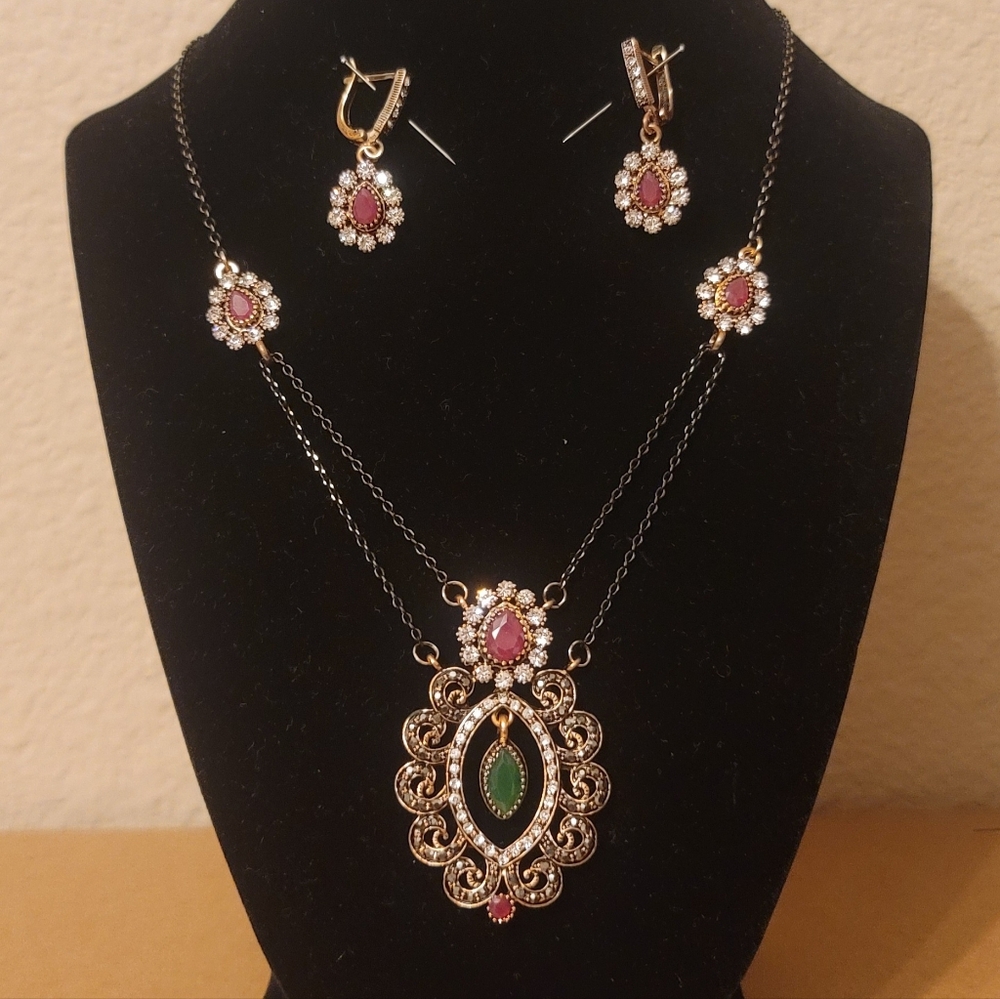 Turkish Vintage Style Jewelry Set forWomen,NEW,2Pcs,Antique,WeddingHandmadeGift - Picture 7 of 8
